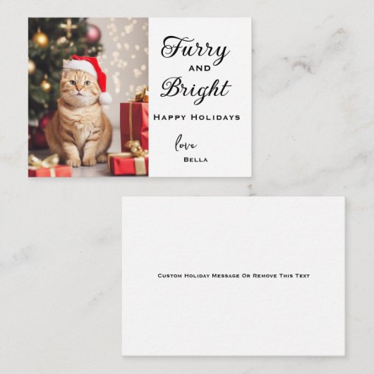 Gepersonaliseerde Kat Vakantie Kaarten, Huisdier K Notitiekaartje (Voorkant / Achterkant)