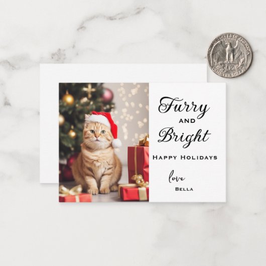 Gepersonaliseerde Kat Vakantie Kaarten, Huisdier K Notitiekaartje (Voorkant / Achterkant in situ)