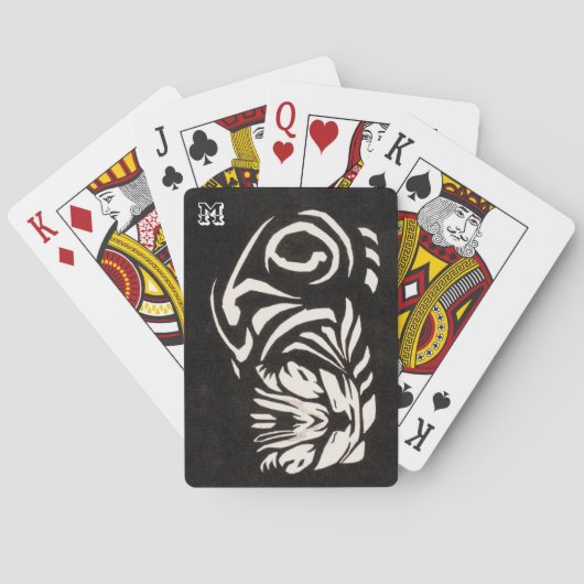 Gepersonaliseerde kat zwart-wit streep pokerkaarten (Achterkant)