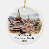 Gepersonaliseerde Kathmandu Ornament, Nepal Keramisch Ornament (Voorkant)