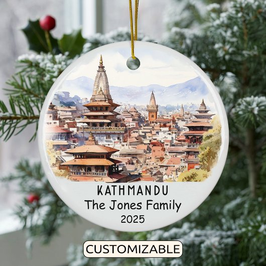 Gepersonaliseerde Kathmandu Ornament, Nepal Keramisch Ornament