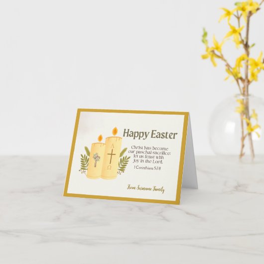 Gepersonaliseerde Katholieke Pasen Kaart (Gele Bloem)