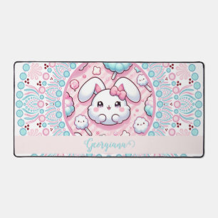 Gepersonaliseerde katoenen Snoep Kawaii Bunny Dot  Bureaumat