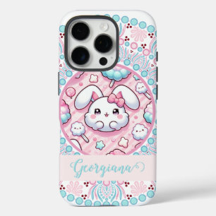 Gepersonaliseerde katoenen Snoep Kawaii Bunny Dot  iPhone 16 Pro Hoesje