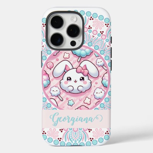 Gepersonaliseerde katoenen Snoep Kawaii Bunny Dot  Case-Mate iPhone Case (Achterkant)