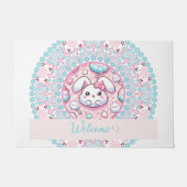 Gepersonaliseerde katoenen Snoep Kawaii Bunny Dot Deurmat (Voorkant)