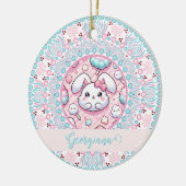 Gepersonaliseerde katoenen Snoep Kawaii Bunny Dot  Keramisch Ornament (Links)