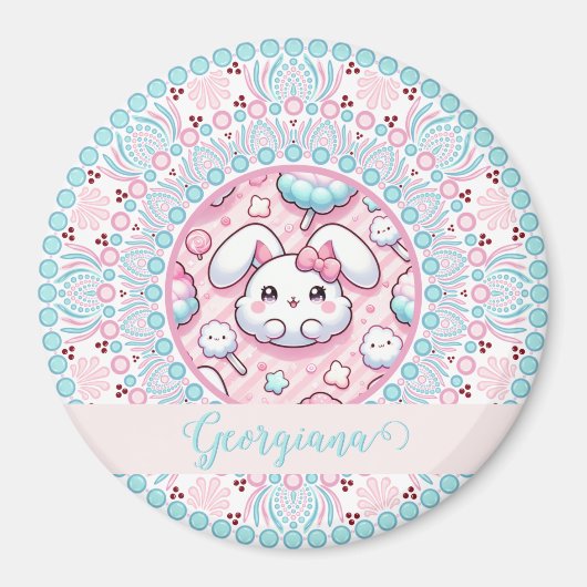 Gepersonaliseerde katoenen Snoep Kawaii Bunny Dot  Magneet (Voorkant)