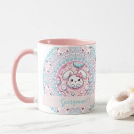 Gepersonaliseerde katoenen Snoep Kawaii Bunny Dot  Mok