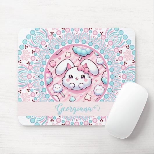 Gepersonaliseerde katoenen Snoep Kawaii Bunny Dot  Muismat (Met muis)