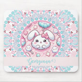 Gepersonaliseerde katoenen Snoep Kawaii Bunny Dot  Muismat (Voorkant)