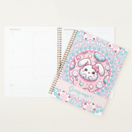 Gepersonaliseerde katoenen Snoep Kawaii Bunny Dot  Planner