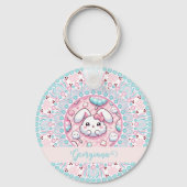 Gepersonaliseerde katoenen Snoep Kawaii Bunny Dot Sleutelhanger (Voorkant)