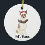 Gepersonaliseerde katrol Heeler (rood en wit) Keramisch Ornament<br><div class="desc">Maak de mooie lijst dit jaar met een versiering van je favoriete kleine elf!</div>