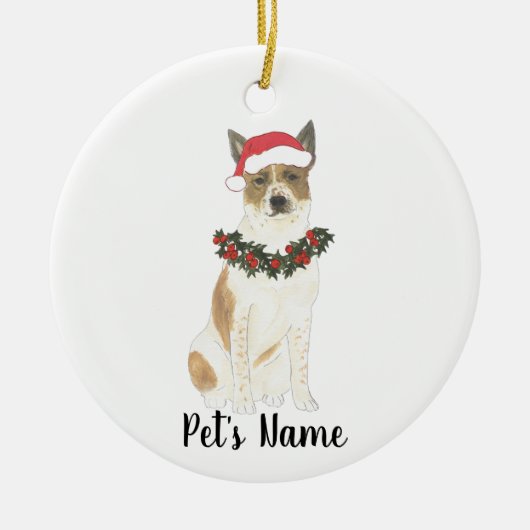 Gepersonaliseerde katrol Heeler (rood en wit) Keramisch Ornament (Voorkant)