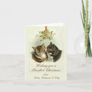 Gepersonaliseerde Katten Vintage Kerst Kaart