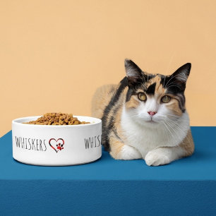 Gepersonaliseerde kattenbak met naam voerbakje