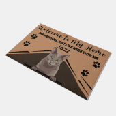 Gepersonaliseerde kattendeurmat, welkom bij ons th deurmat (Schuin)