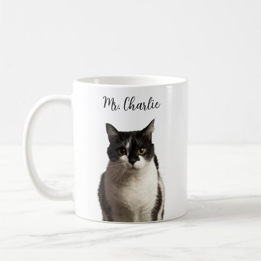 Gepersonaliseerde kattenfoto en naam koffiemok (Links)