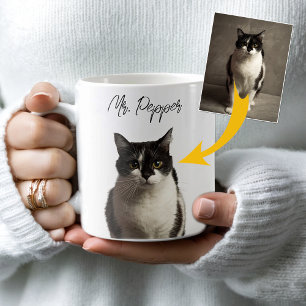 Gepersonaliseerde kattenfoto en naam koffiemok