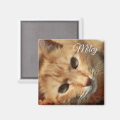 Gepersonaliseerde kattenfoto en naammagneet magneet (Voorkant / Achterkant)