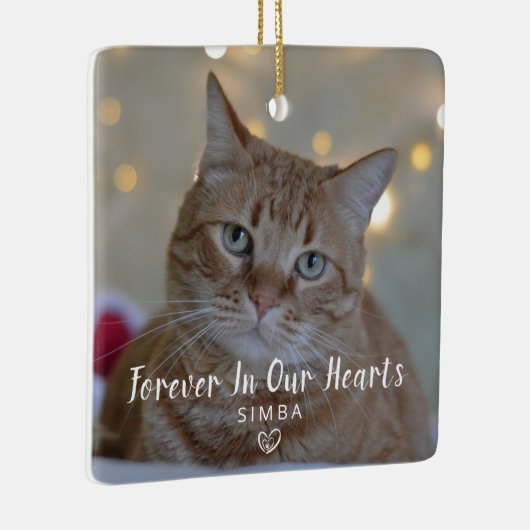 Gepersonaliseerde kattenfoto huisdierherdenking Ke Keramisch Ornament (Rechts)