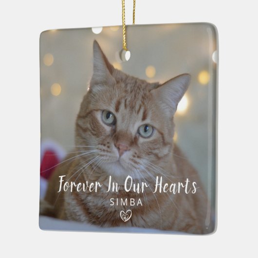 Gepersonaliseerde kattenfoto huisdierherdenking Ke Keramisch Ornament (Links)