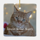 Gepersonaliseerde kattenfoto huisdierherdenking Ke Keramisch Ornament (Achterkant)