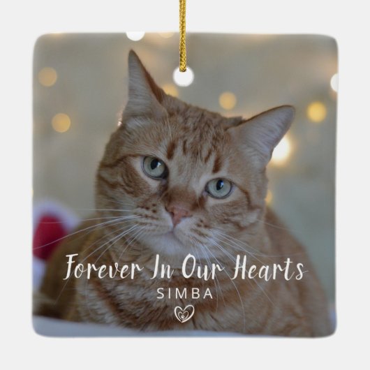 Gepersonaliseerde kattenfoto huisdierherdenking Ke Keramisch Ornament (Achterkant)