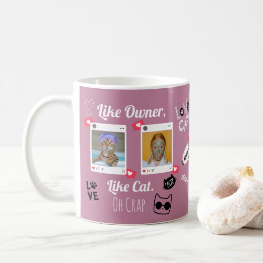 Gepersonaliseerde Kattenfoto Koffie Mok | Aangepas (Met donut)