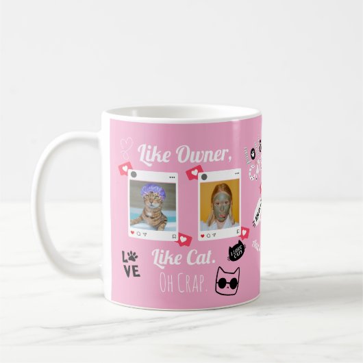 Gepersonaliseerde Kattenfoto Koffie Mok | Aangepas (Links)