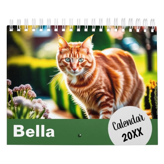 Gepersonaliseerde kattenfoto's per jaar Creëer uw  Kalender (Hoes)