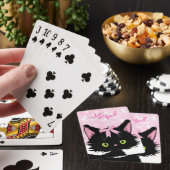 Gepersonaliseerde katteroze en witte keuken pokerkaarten (Insitu)