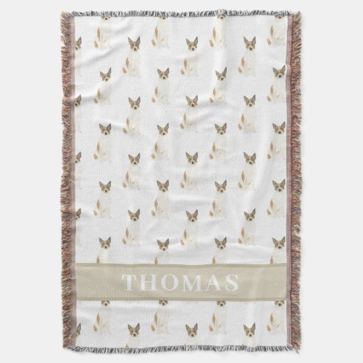 Gepersonaliseerde kattledog Heeler (rood wit) Deken (Voorkant Verticaal)