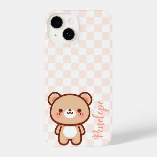 Gepersonaliseerde kawaii beer telefoonhoes iPhone hoesje (Achterkant)