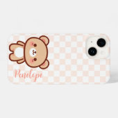 Gepersonaliseerde kawaii beer telefoonhoes iPhone hoesje (Achterkant horizontaal)