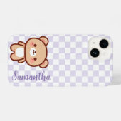 Gepersonaliseerde kawaii beer telefoonhoes, Paarse iPhone Hoesje (Achterkant horizontaal)