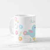 Gepersonaliseerde Kawaii Bird en Flowers Koffiemok (Voorkant links)