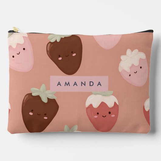 Gepersonaliseerde Kawaii Chocolade Aardbei Patroon Etui (Voorkant)