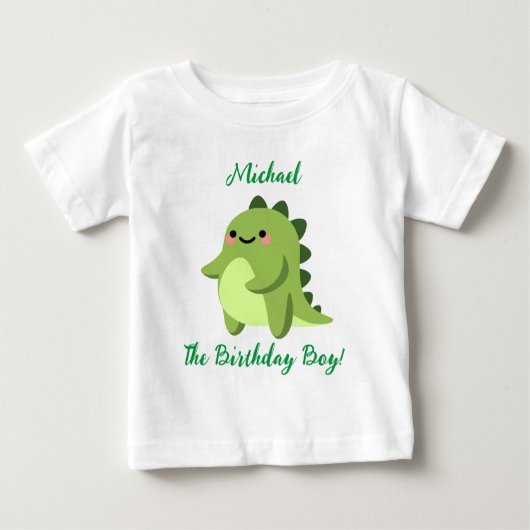 Gepersonaliseerde Kawaii Dinosaur Baby T-Shirt (Voorkant)