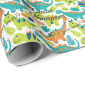 Gepersonaliseerde Kawaii Dinosaur Gift Wrap voor K Cadeaupapier (Rol Hoek)