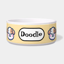 Gepersonaliseerde Kawaii Dog Bowl met Naam Tag