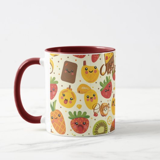Gepersonaliseerde Kawaii Fruit Mok voor kinderen (Links)