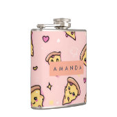 Gepersonaliseerde Kawaii Fun Pizza Slice Patroon Heupfles (Rechts)