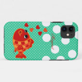 Gepersonaliseerde Kawaii Goldfish Cartoon met hart Case-Mate iPhone Case (Achterkant (horizontaal))