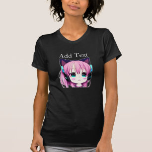 Gepersonaliseerde Kawaii Meisje met Hoofdtelefoon  T-shirt