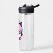 Gepersonaliseerde Kawaii Meisje met Hoofdtelefoon  Waterfles (Links)