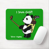 Gepersonaliseerde Kawaii Panda Golfer Muismat (Met muis)