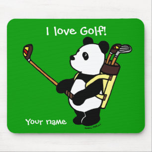 Gepersonaliseerde Kawaii Panda Golfer Muismat