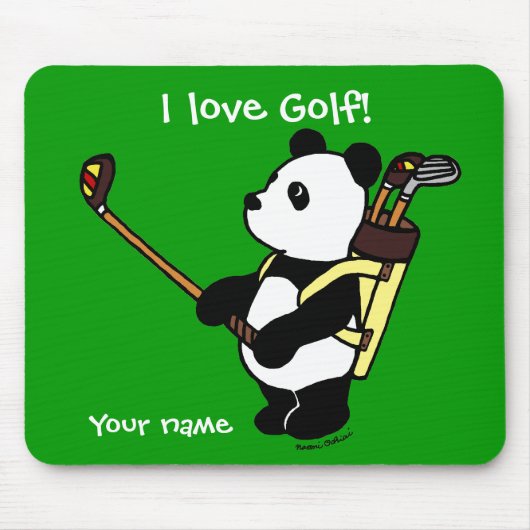 Gepersonaliseerde Kawaii Panda Golfer Muismat (Voorkant)